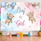 Aperturee - (Ship In 24HR) Aperturee Pink Blue Bear Boy Or Girl Baby Shower Backdrop